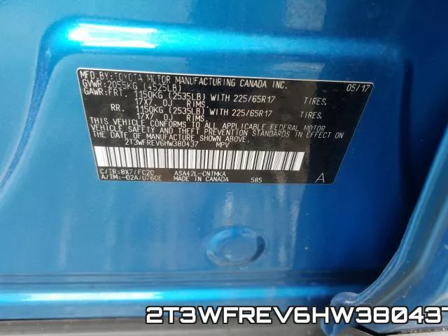 2T3WFREV6HW380437 фото 2