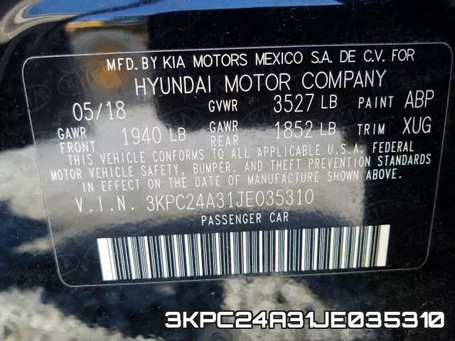 3KPC24A31JE035310 фото 2