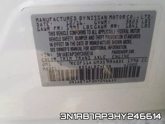 3N1AB7AP3HY246614 фото 2