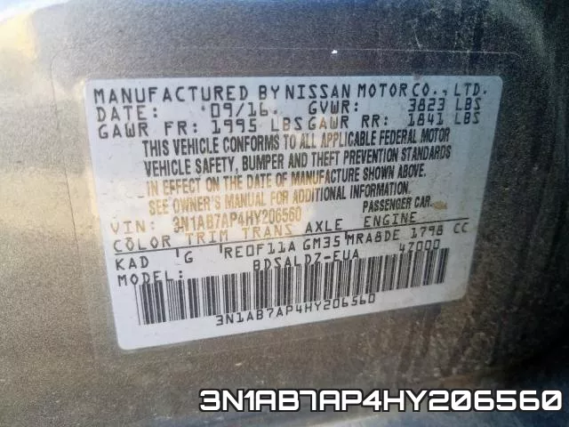3N1AB7AP4HY206560 фото 2