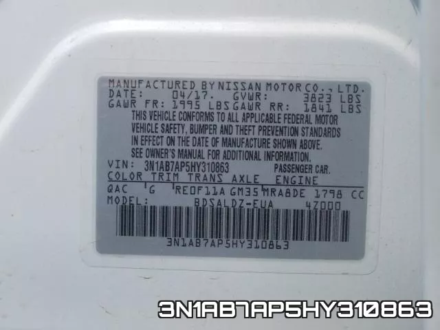 3N1AB7AP5HY310863 фото 2