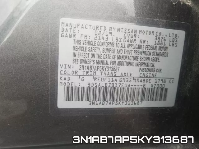 3N1AB7AP5KY313687 фото 2