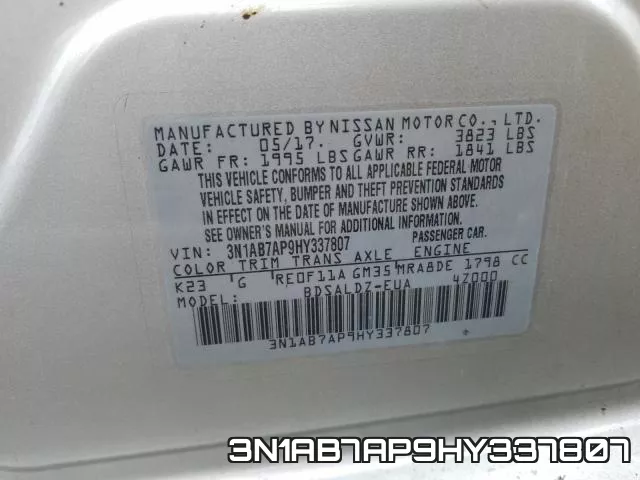 3N1AB7AP9HY337807 фото 2