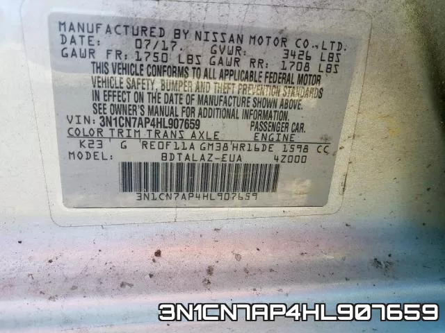 3N1CN7AP4HL907659 фото 2