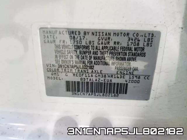 3N1CN7AP5JL802182 фото 2