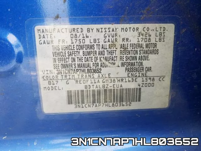 3N1CN7AP7HL803652 фото 2