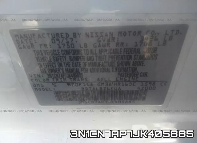 3N1CN7AP7JK405885 фото 10