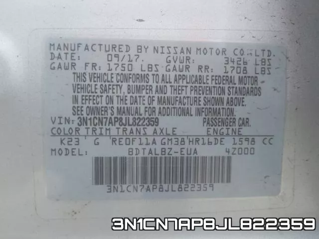3N1CN7AP8JL822359 фото 2