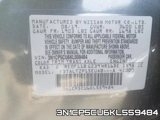 3N1CP5CU6KL559484 фото 2