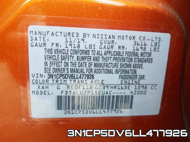 3N1CP5DV6LL477926 фото 2