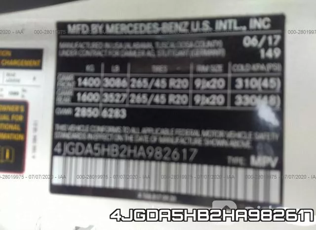 4JGDA5HB2HA982617 фото 10
