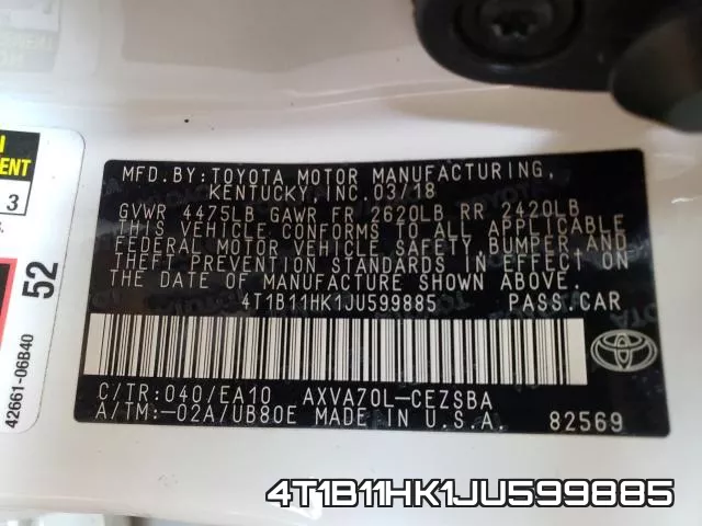 4T1B11HK1JU599885 фото 2