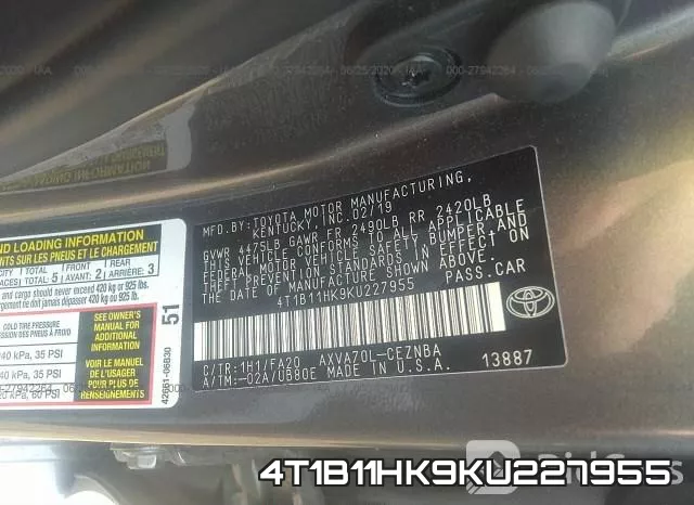 4T1B11HK9KU227955 фото 10