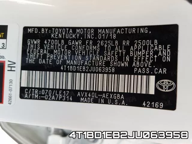 4T1BD1EB2JU063958 фото 2
