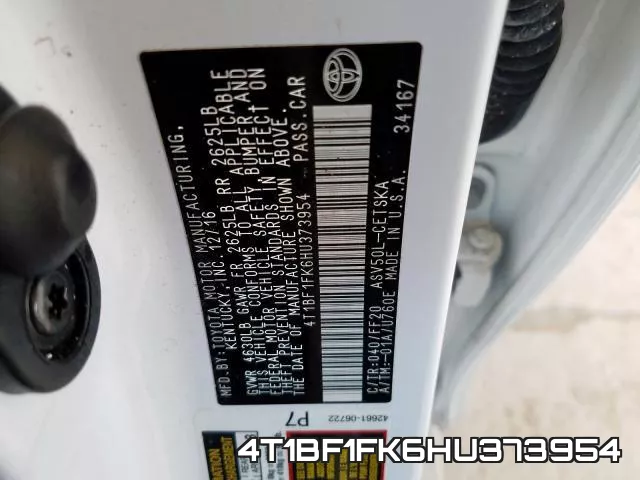 4T1BF1FK6HU373954 фото 2