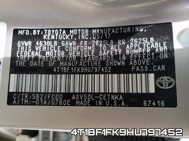 4T1BF1FK9HU797452 фото 2