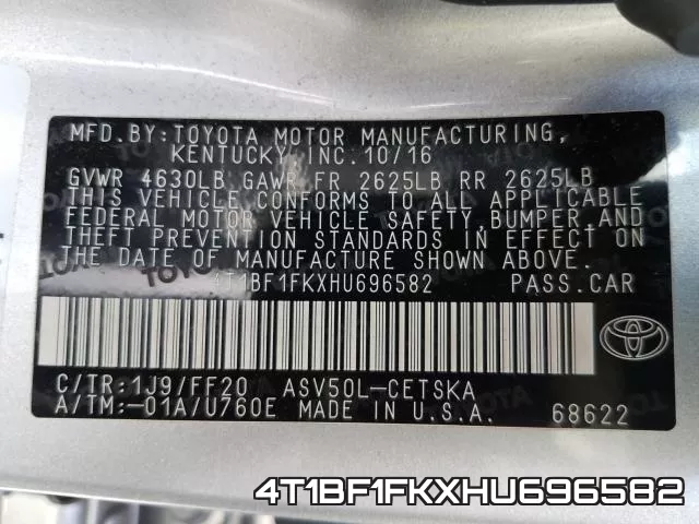 4T1BF1FKXHU696582 фото 2