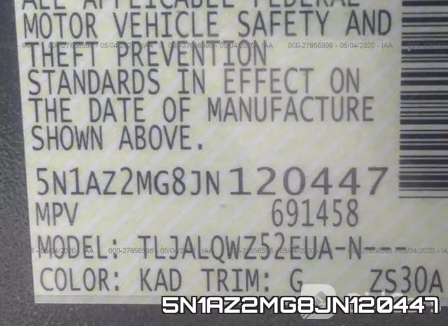 5N1AZ2MG8JN120447 фото 10