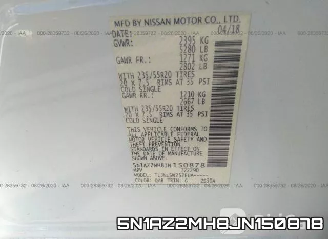5N1AZ2MH8JN150878 фото 10