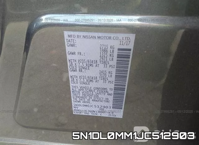 5N1DL0MM1JC512903 фото 10
