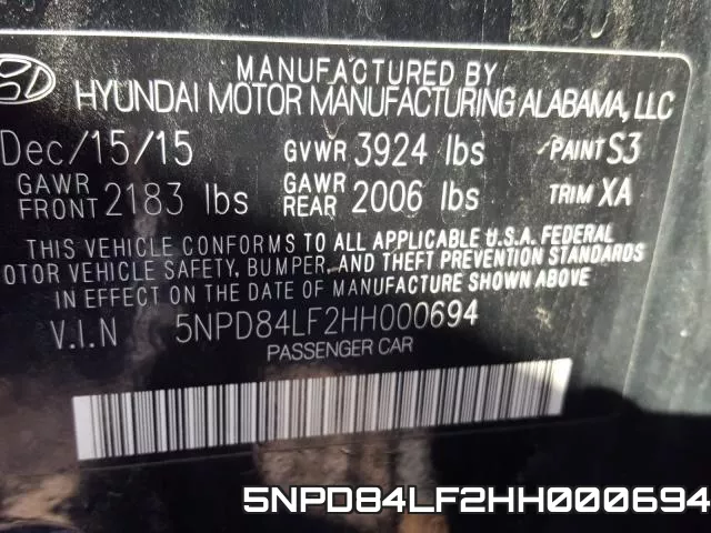 5NPD84LF2HH000694 фото 2