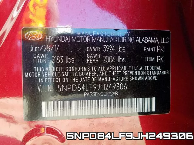 5NPD84LF9JH249306 фото 2