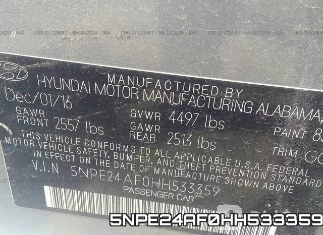 5NPE24AF0HH533359 фото 10