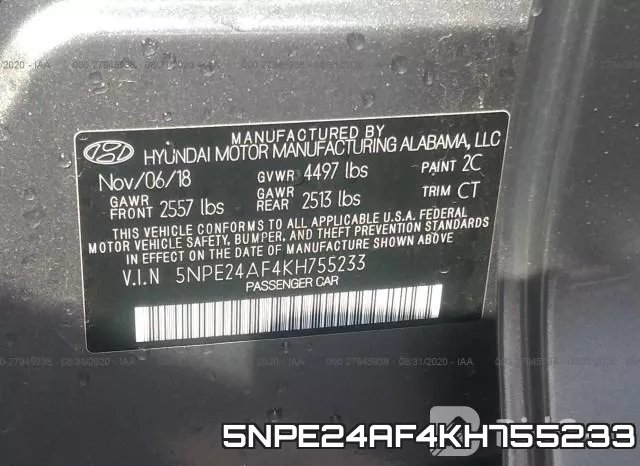 5NPE24AF4KH755233 фото 10