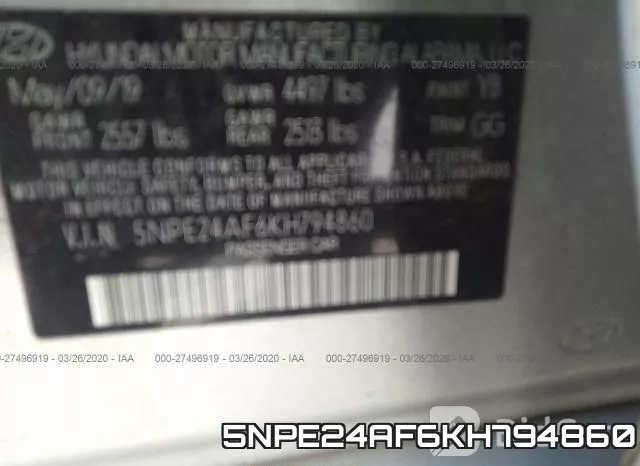 5NPE24AF6KH794860 фото 10