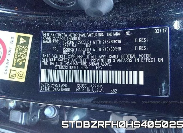 5TDBZRFH0HS405025 фото 10
