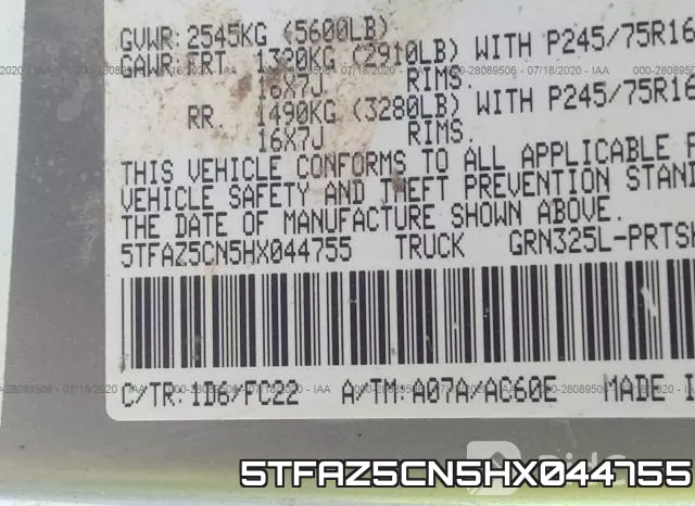 5TFAZ5CN5HX044755 фото 10