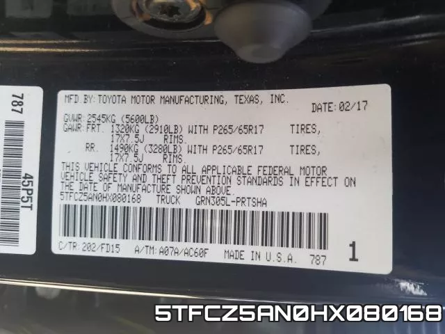 5TFCZ5AN0HX080168 фото 2
