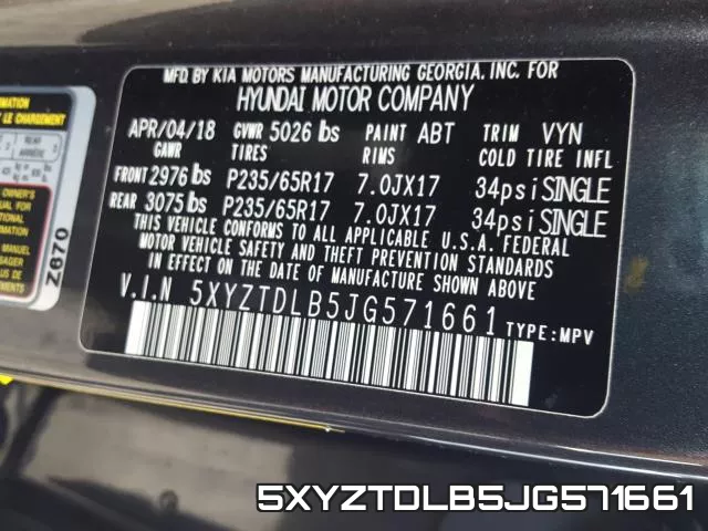 5XYZTDLB5JG571661 фото 2