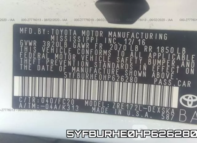 5YFBURHE0HP626280 фото 10