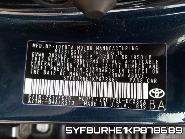 5YFBURHE1KP878689 фото 2