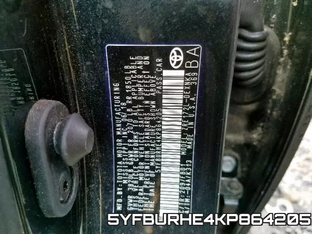 5YFBURHE4KP864205 фото 2