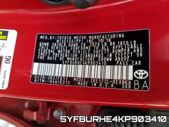 5YFBURHE4KP903410 фото 2