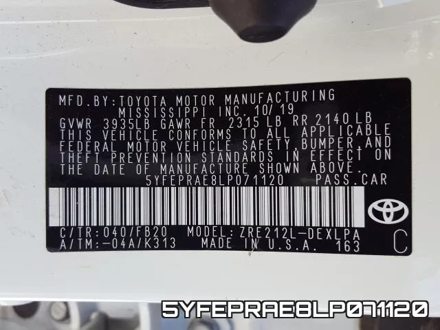 5YFEPRAE8LP071120 фото 2