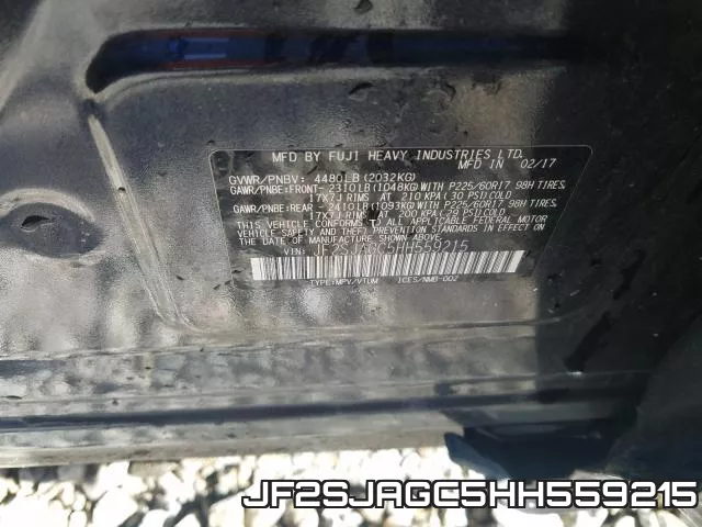 JF2SJAGC5HH559215 фото 2