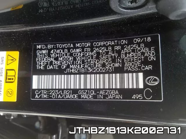 JTHBZ1B13K2002731 фото 2