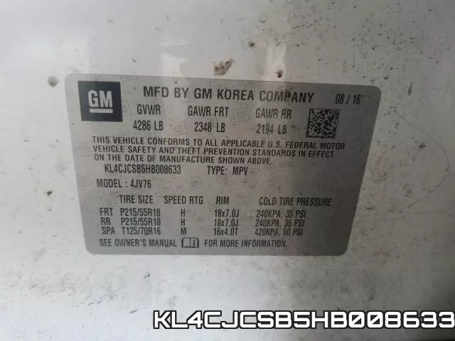 KL4CJCSB5HB008633 фото 2