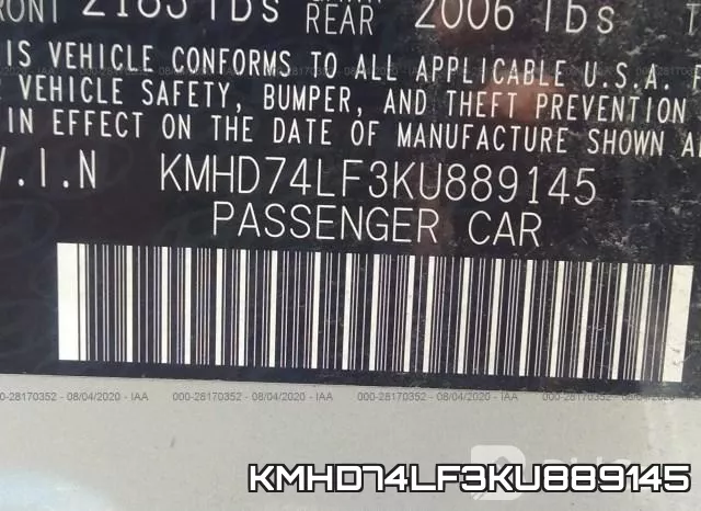 KMHD74LF3KU889145 фото 10