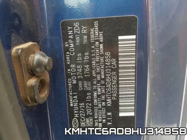 KMHTC6AD8HU314858 фото 2