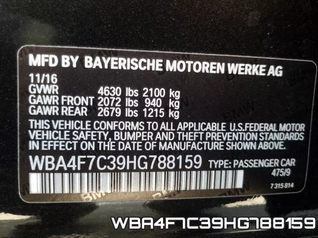 WBA4F7C39HG788159 фото 2