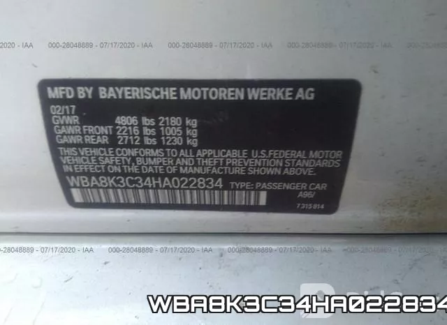 WBA8K3C34HA022834 фото 10