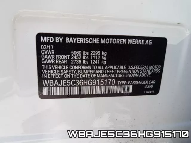 WBAJE5C36HG915170 фото 2
