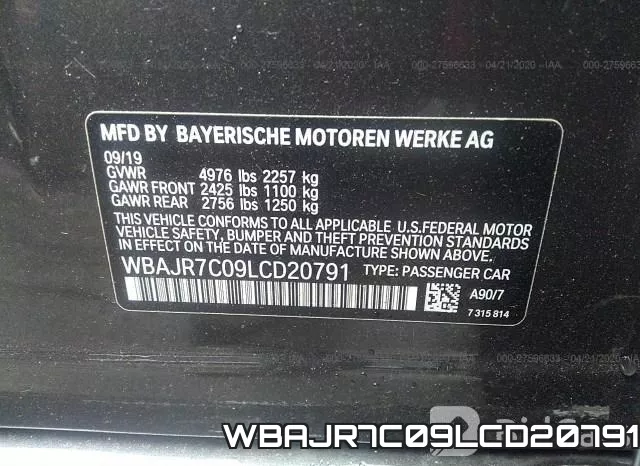 WBAJR7C09LCD20791 фото 10