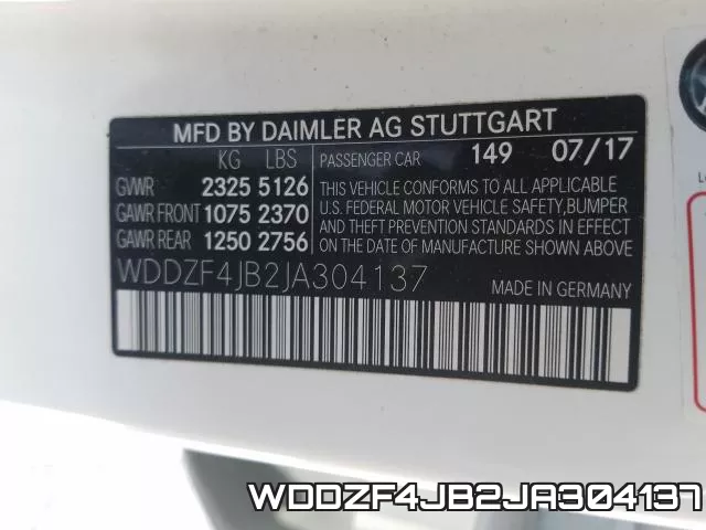 WDDZF4JB2JA304137 фото 2