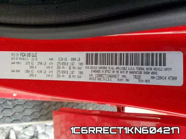 1C6RRECT1KN604217 фото 2