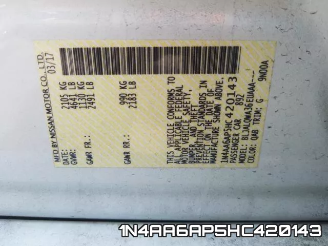 1N4AA6AP5HC420143 фото 2